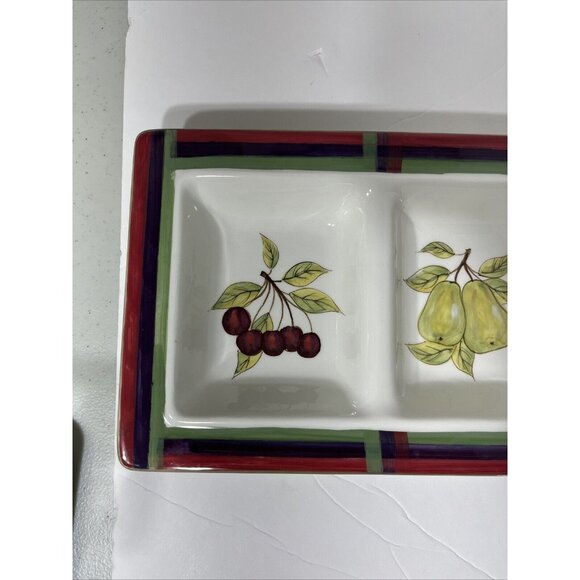 Vintage Strange Fruit Design Ceramic Serving Platter 19" X 7.5", 4 Compartments - Picture 7 of 16